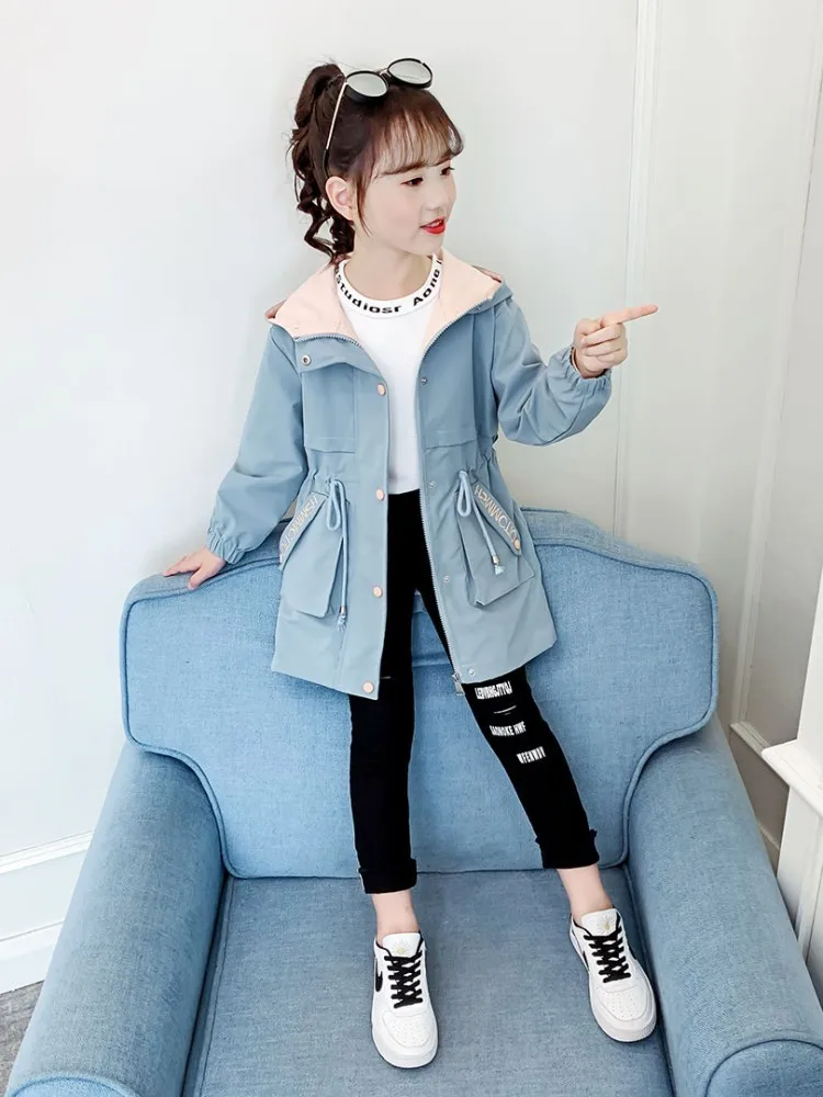 

Child Fashion Outerwear For Children'S Autumn Jacket For Girl Hooded Coat Clothes Little Girls Outfit Windbreaker Parka 3 6 13