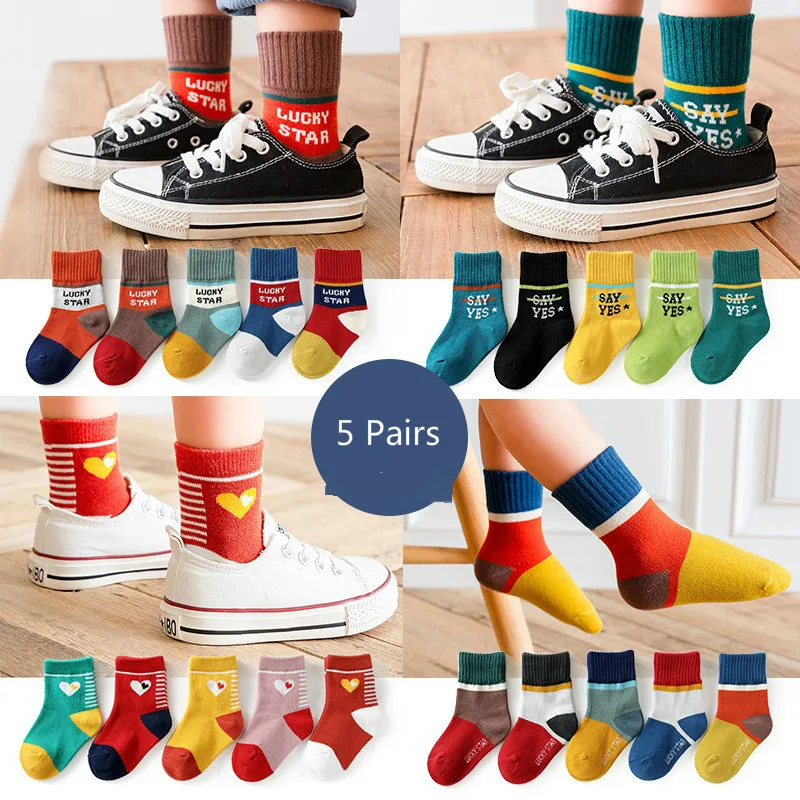 

5 Pairs Baby Girls Socks Autumn Winter Cotton Newborn Baby Socks Baby Meias Para Bebe Kids Socks for Children Boys Socks 1-12Y