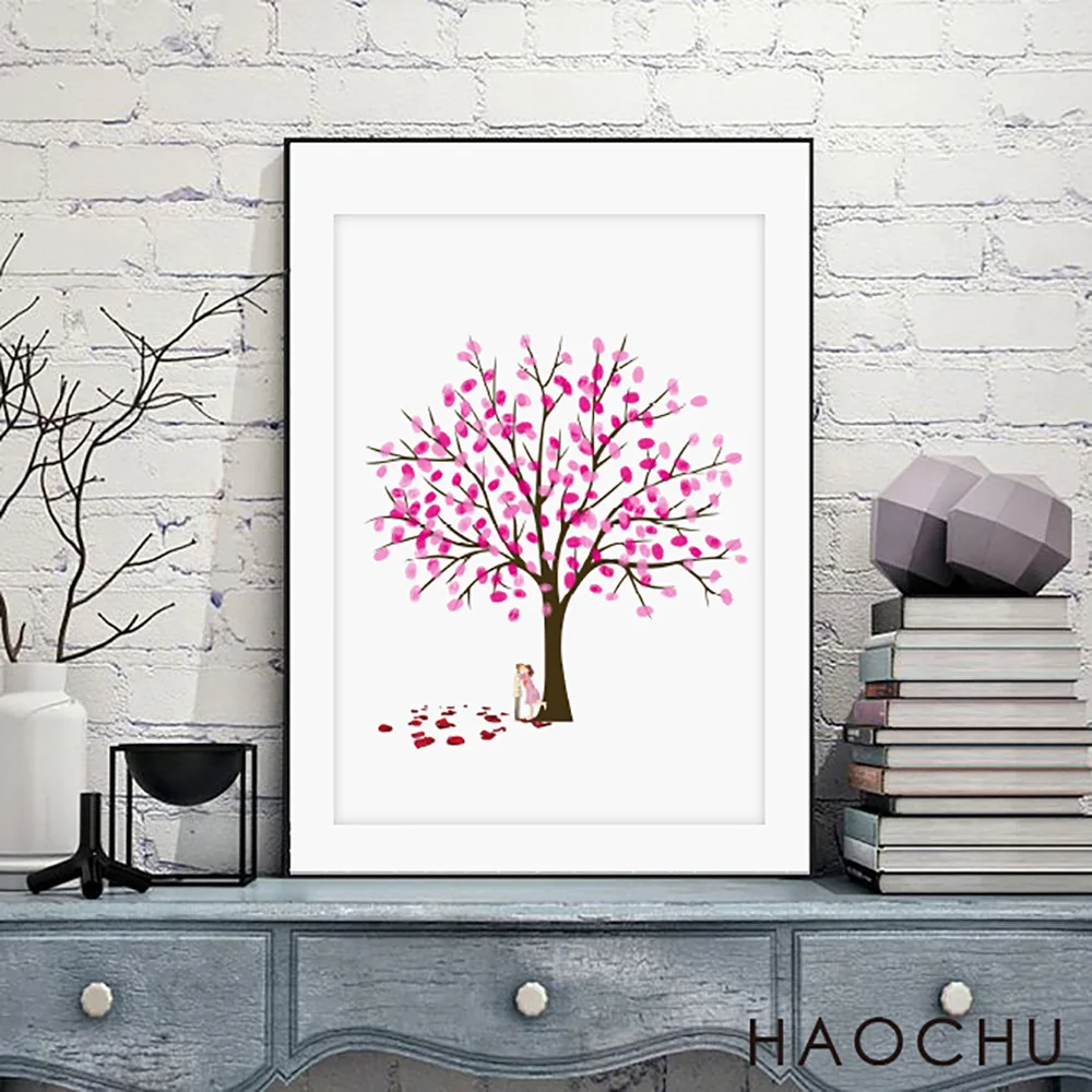 Fingerprint Painting Sign-in Painting European Wedding Celebration Birthday Party Tree Personalized Customized Decorative