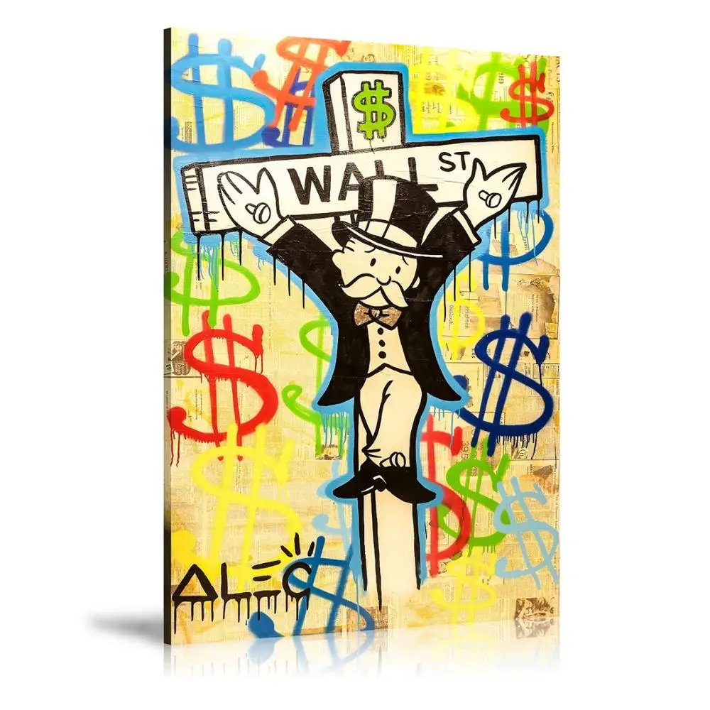 HD Print Alec Monopoly Oil Painting Home Decor Wall Art on Canvas Exile On Wall Street Canvas Printings Canvas Painting