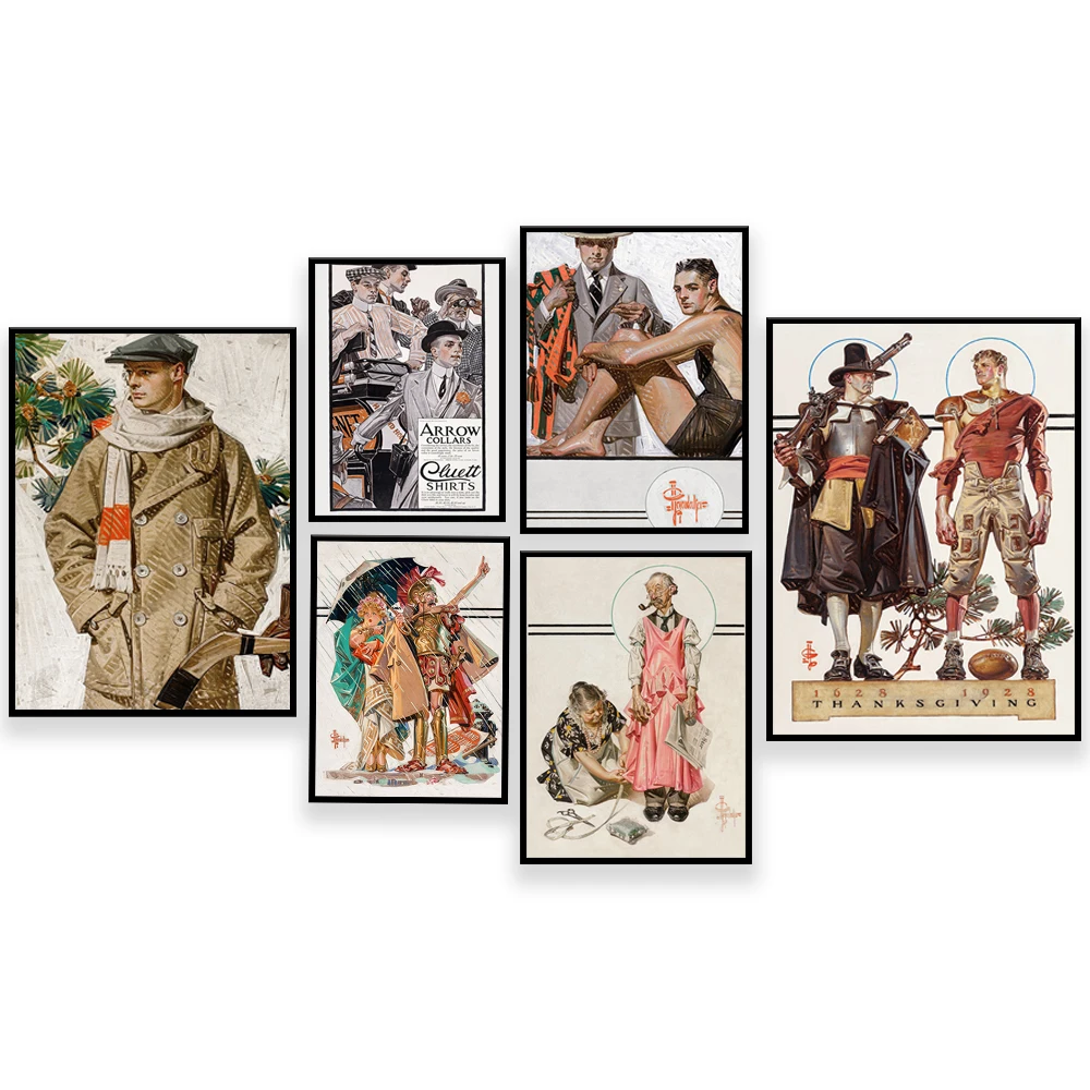 J.C. Leyendecker-Chemises de groupe imprimées avec col flèche, vêtements pour hommes rétro et élégants, elds citation des années, affiche de magazine rétro, 1920