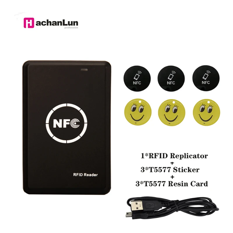 NFC Smart Card Reader Writer RFID Copier Duplicator Black USB Programmer Key fobs Card ID IC Stickers Epoxy Card Copier