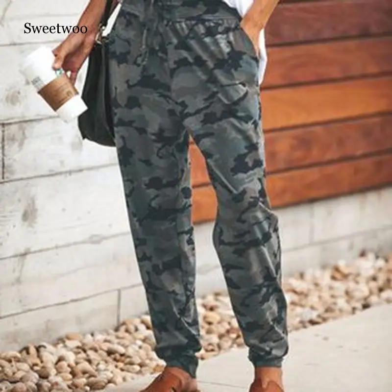 

Streetwear Ribbons Casual Pants Black Slim Joggers Pants Side-pockets Cotton Camouflage Man/Women Trousers