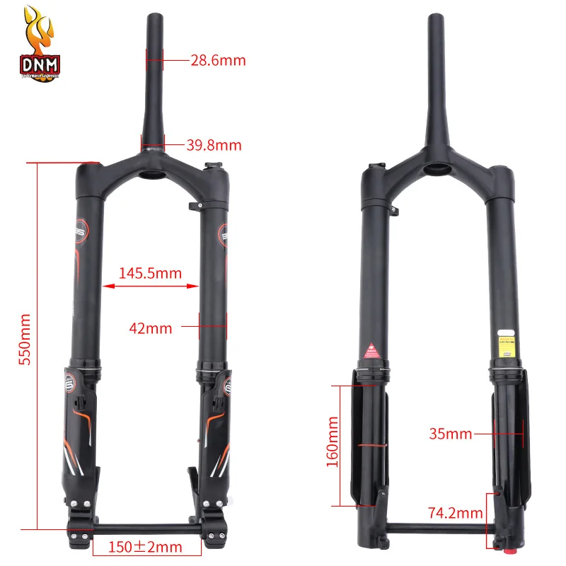 DNM USD-8FAT Bike 26 Inch 27.5 Inch Snow Motobike Front Fork Inverted Fork ATV Fat Fork 26 inch 15*150mm With barrel axle