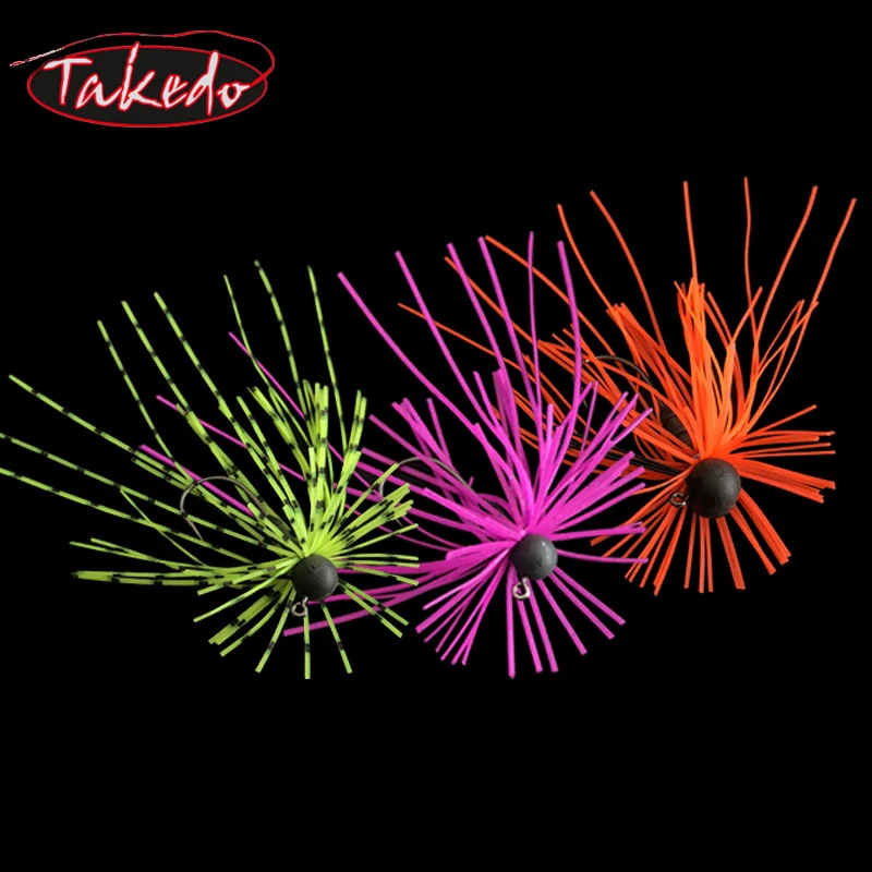TAKEDO HDS03 1.8G - 5G ZITHER RUBBER JIG Spinnerbait Blades Silicone Skirt Saltwater Resin Tungsten Jig Head Spinner Rubber Jig