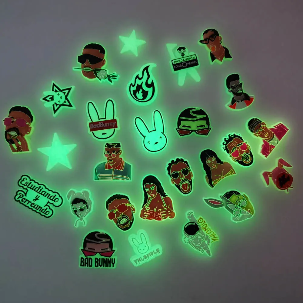 1PCS Fluorescence PVC Shoe Charms Shoe Accessories Bad Bunny Ornaments Fit For kids Adults Party Gift