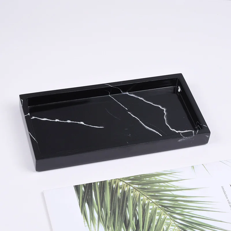 Household Storage Tray Marble Resin Tray for Bathroom Rectangular Jewelry Storage Tray Kitchen Dish Storage Plates