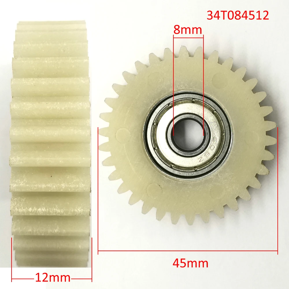 3PCS 34 Teeth 45mm PA66 Plastic Electrical Bicycle Motor Bike Engine Ball Bearing Tricycle Clutch Nylon Super Steel Gear