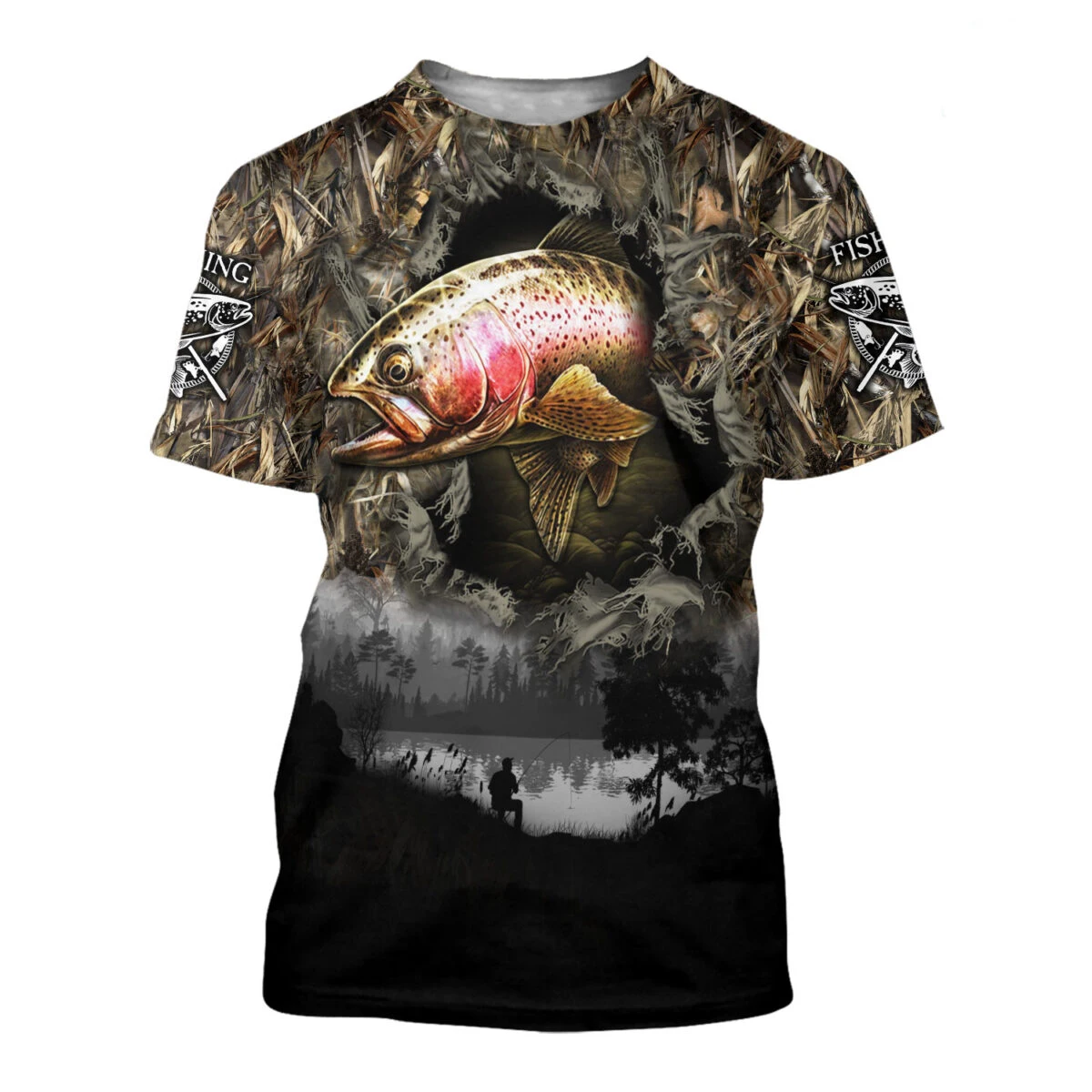 2021 Summer Hipster Men t-shirt Beautiful Trout Fishing 3D Printed Harajuku Short sleeve T shirt Unisex Casual tops TX0178