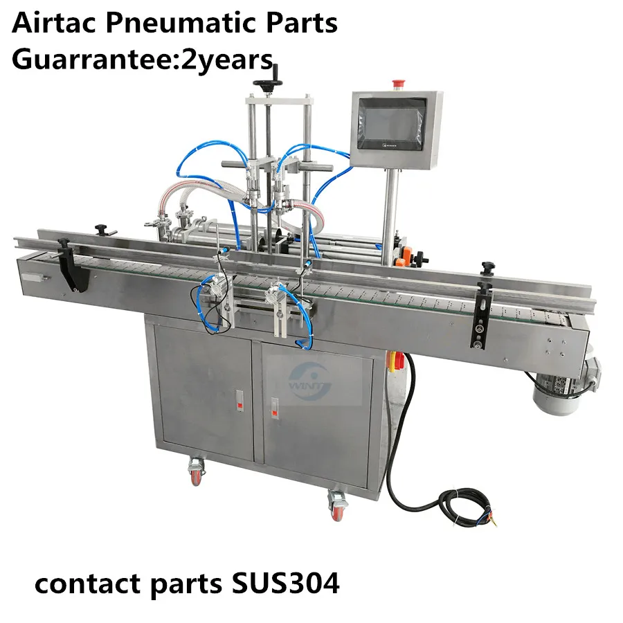 Automatic Pneumatic Piston Liquid Filling Machine With 2 Heads For Shampoo Oil Juice Beverage Condiment Yogurt Lotion Filler