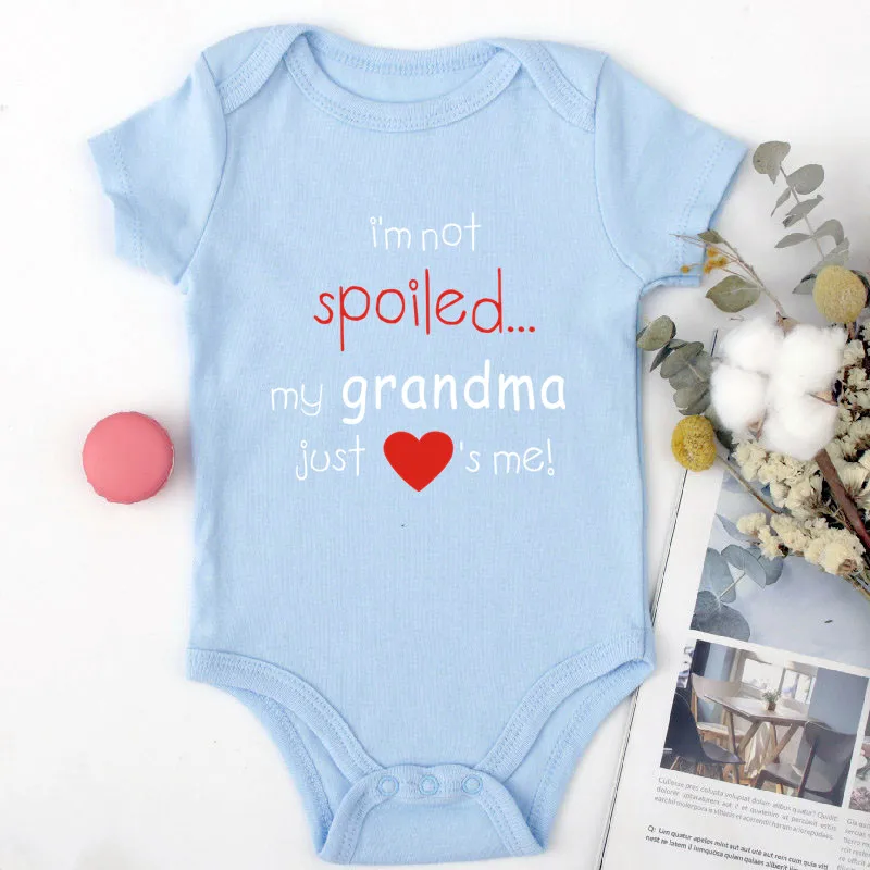 Funny I'm Not Spoiled My Grandma Just Love's Me Print Girl Baby Bodysuits 100% Cotton New Born Baby Items White Boy Bodysuit