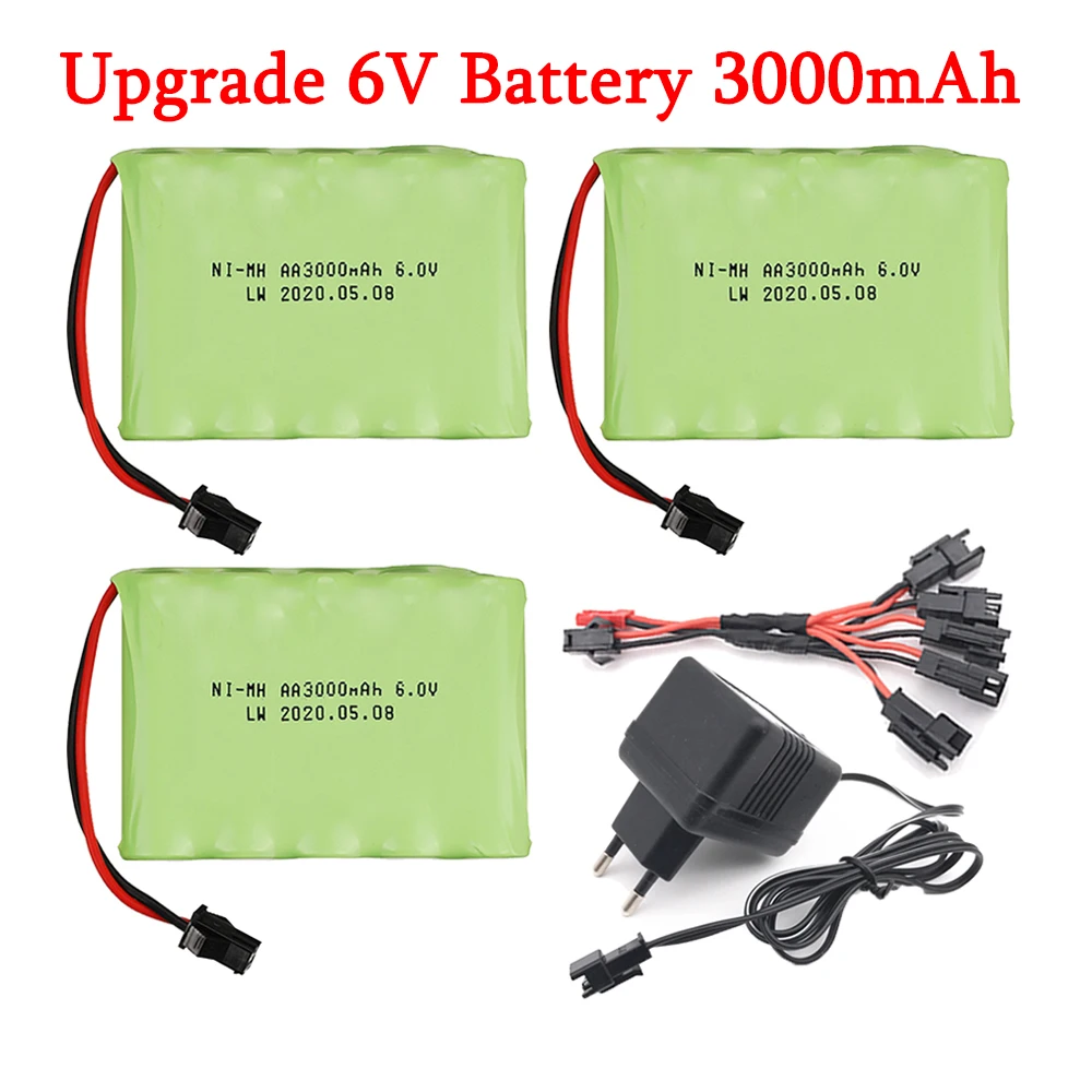 6v 3000mAh NIMH Battery and Charger set For RC Toys Cars Boats Robots Tanks Trucks Gun AA 3000mAh 6v Rechargeable Battery Pack