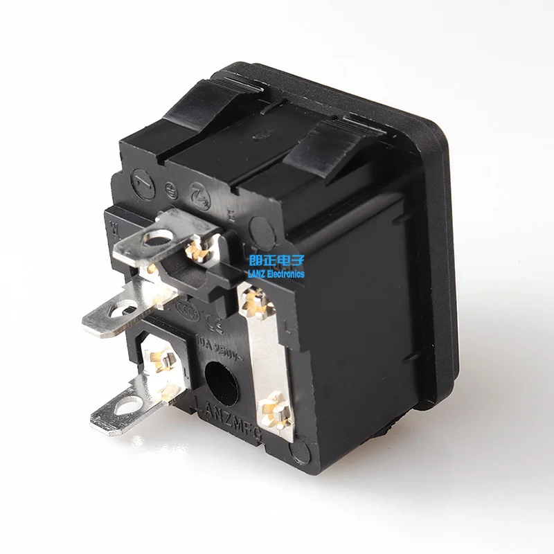 LZ-14-F2 3P IEC 320 C14 Power Socket brass 5A 250V Inlet Male Power Connector with Fuse Holder