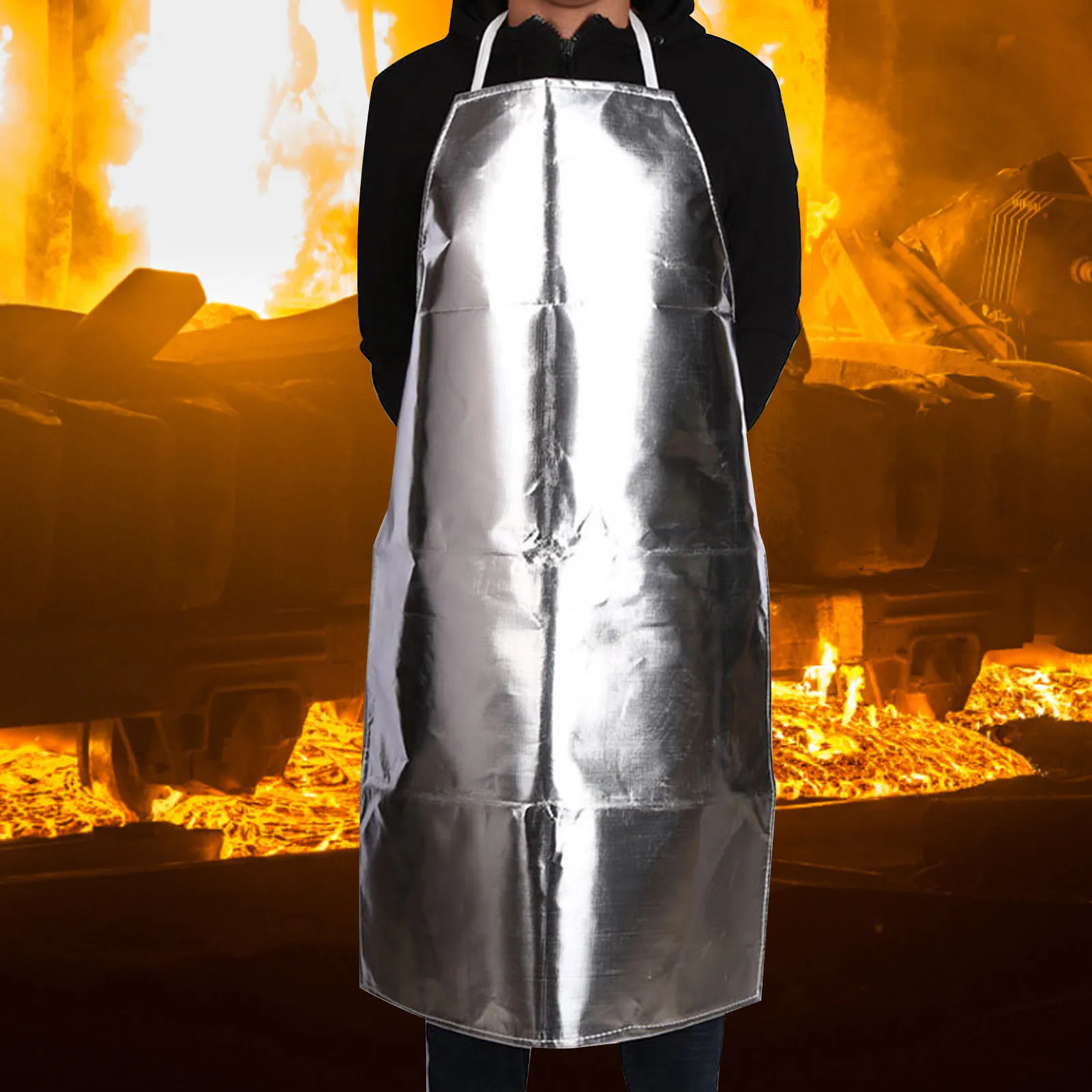 

Safe Welding Apron Flame Heat Resistant Protective Clothing Anti-scalding Splash-proof Aluminum Foil BBQ Apron For Cook Welding