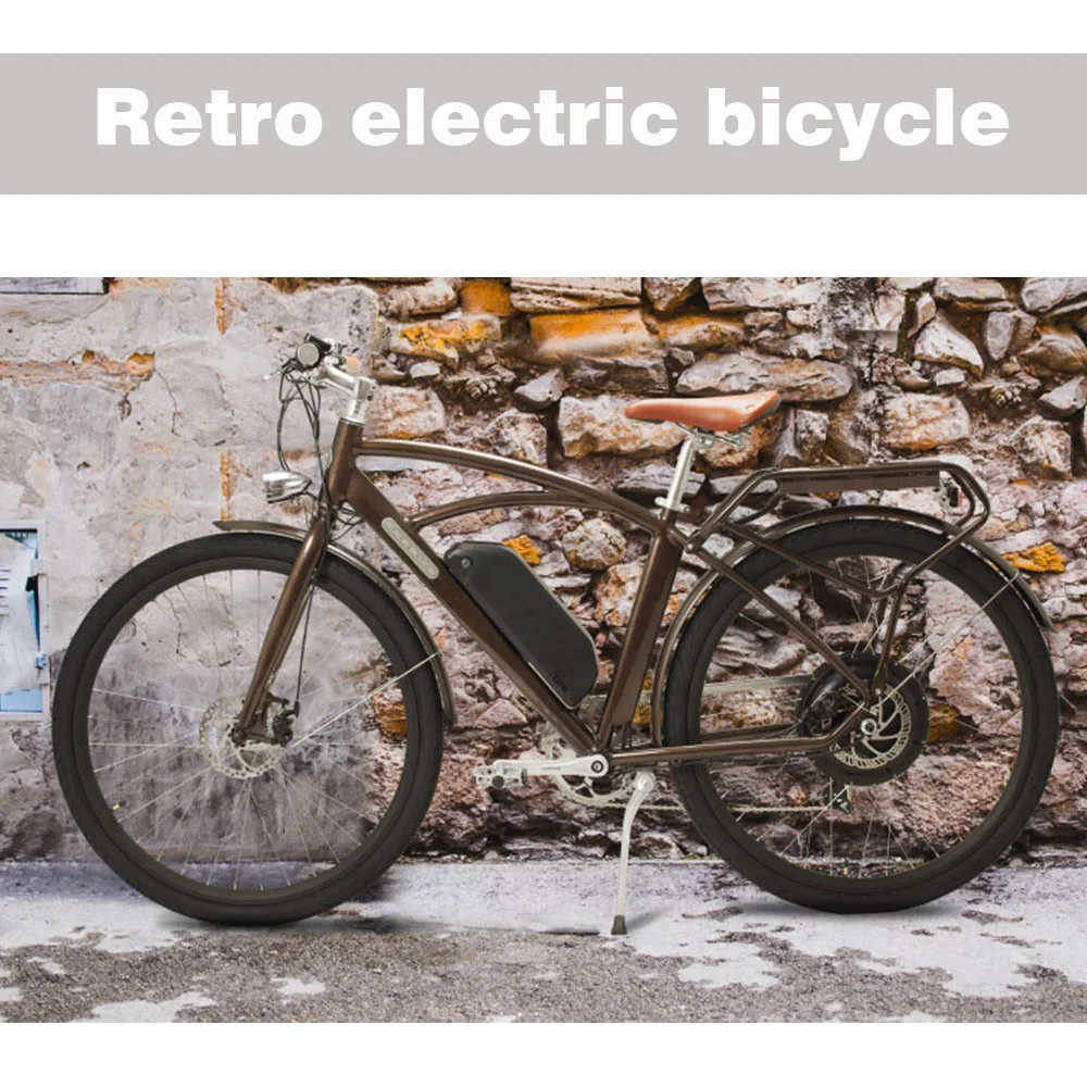 

Vintage 28inch E Bicycle Cruiser Electric Bike 400W Retro Fat 48V 13Ah Li-Ion Battery Extended Range 7-Speed ebike for Adults