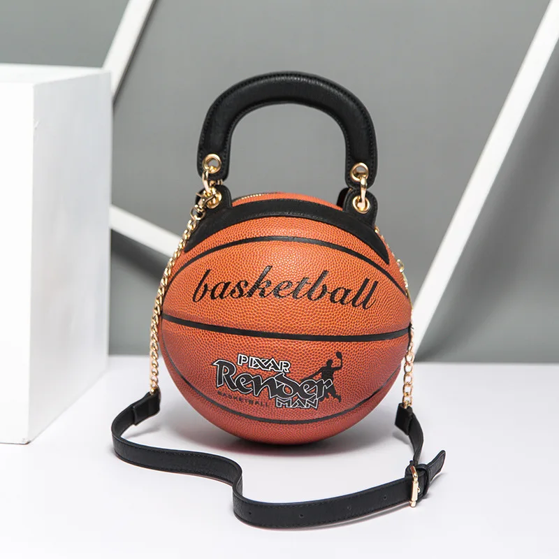 Trend Round Female Bag Basketball Styling Personality Creative Hand Luggage Shoulder Chain Diagonal Package