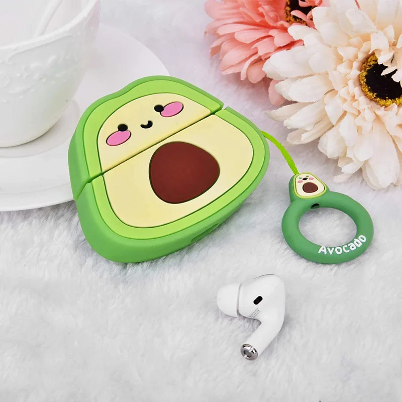 Custodia in Silicone 3D simpatico cartone animato Avocado per Airpods Pro 2022 custodia di ricarica per auricolari Bluetooth senza fili per Airpods