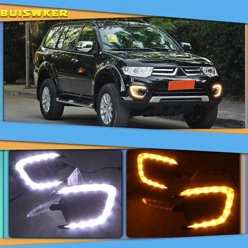 

For Mitsubishi Pajero Sport Montero Sport 2013 2014 2015 Daytime Running Lights Fog Lamp Cover 12V ABS LED DRL Car styl