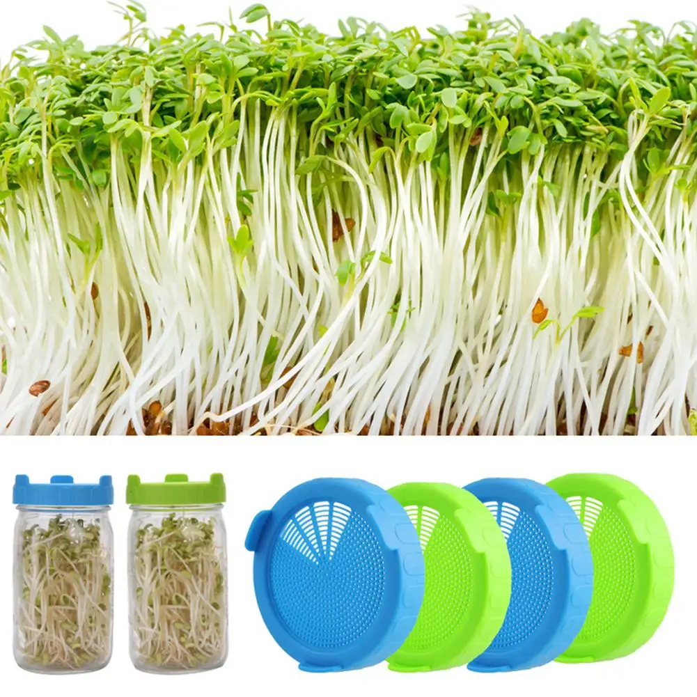 Food Grade Plastic Mesh Sprouting Lid Vegetable Seed Growing Germination Cover Sprouting Net Cover Bean Sprouts Filter Gardening