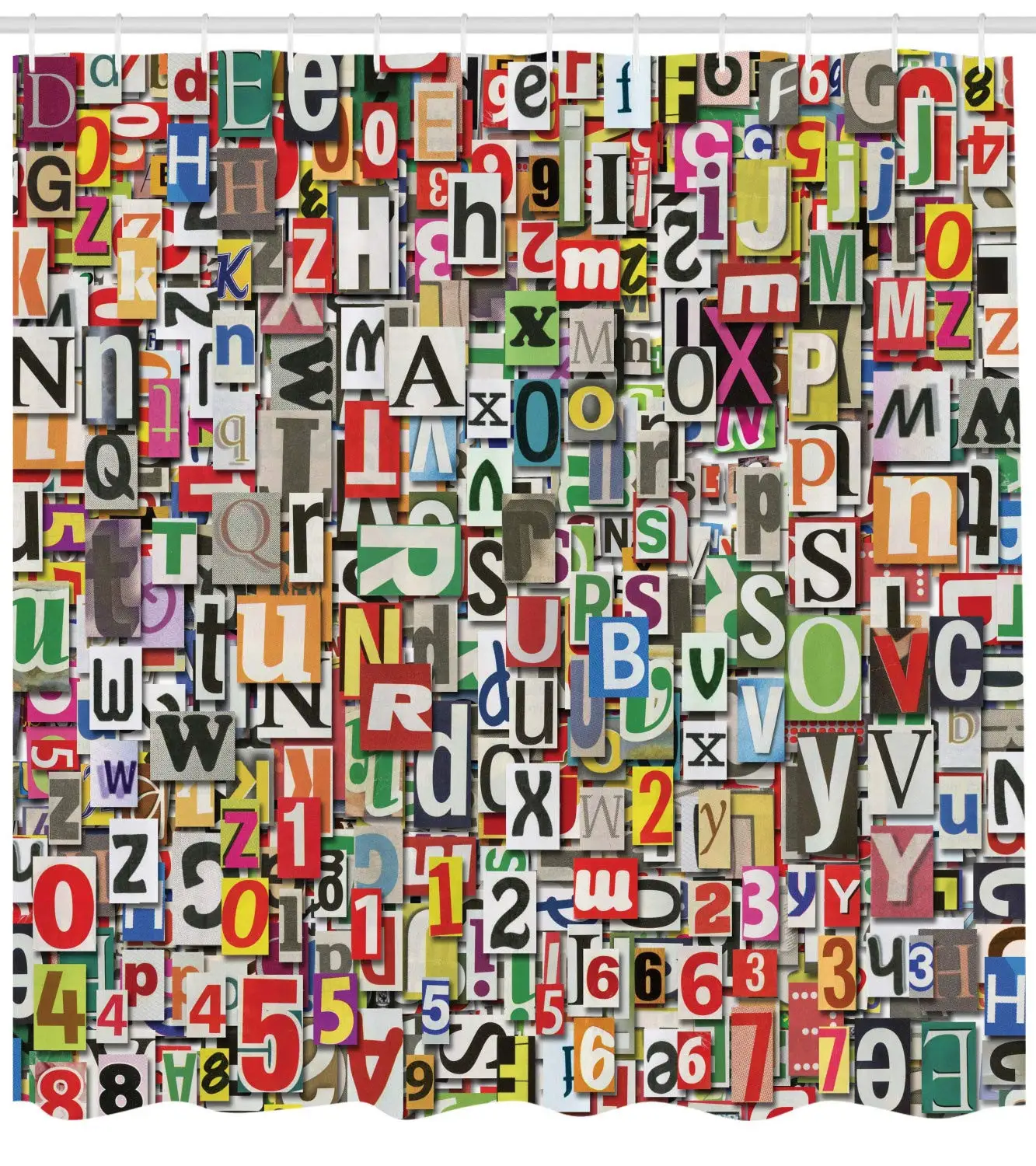 Collage Made of Newspaper Clippings Alphabets Cuttings Diversity Letter Image Shower Curtain