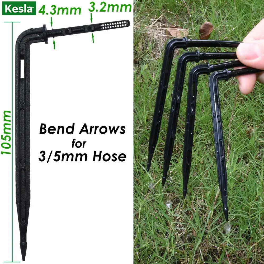 KESLA 50PCS Bend Arrow Dripper Micro Drip Irrigation Kit Emitters for 3/5mm Hose Garden Watering Saving Micro Dripper Greenhouse