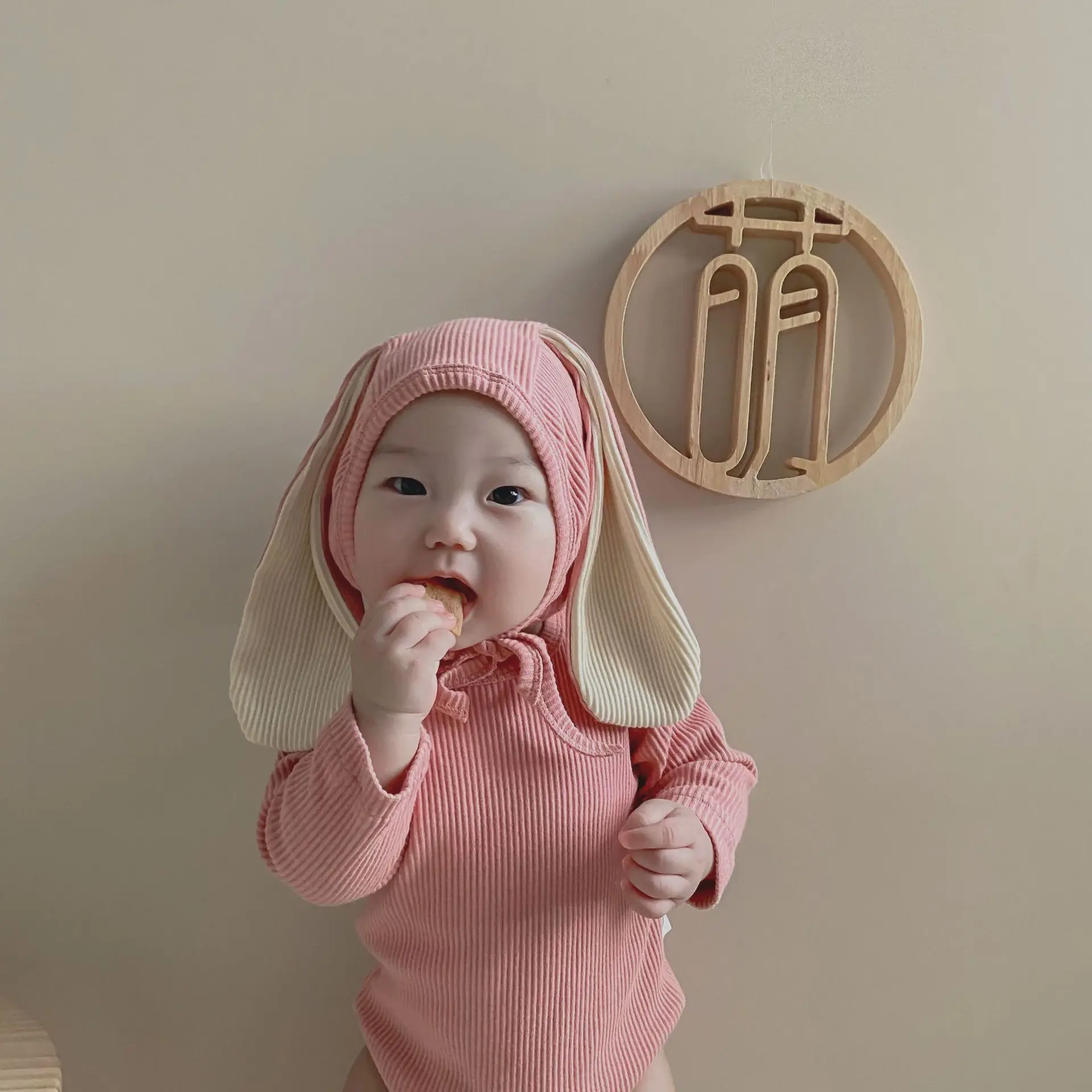 4PCS Summer Infant Newborn Baby Boys Girls Bodysuits Cute Bunny Ear Bodysuits Hat and Cocks Baby Clothes Jumpsuit Outfits