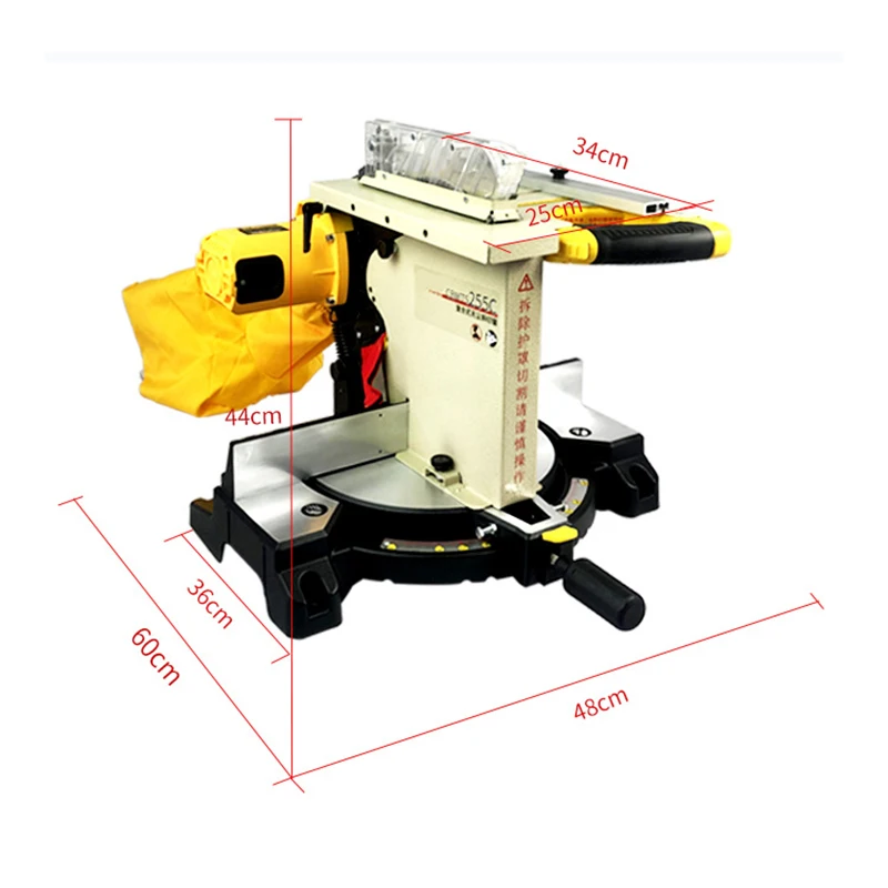 10 Inch Miter Saw Multi-Function Compound Dust-Free Saw Table Saw 45 Degree Electric Woodworking Cutting Machine Cbmts255C