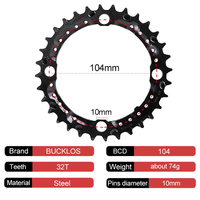 64/104 BCD MTB Kettenblatt 3*9S 22T 32T 44T Fahrrad Triple Kettenblatt Durable Mountain Bike kettenblatt Bike Kurbel Teil – Detail 4