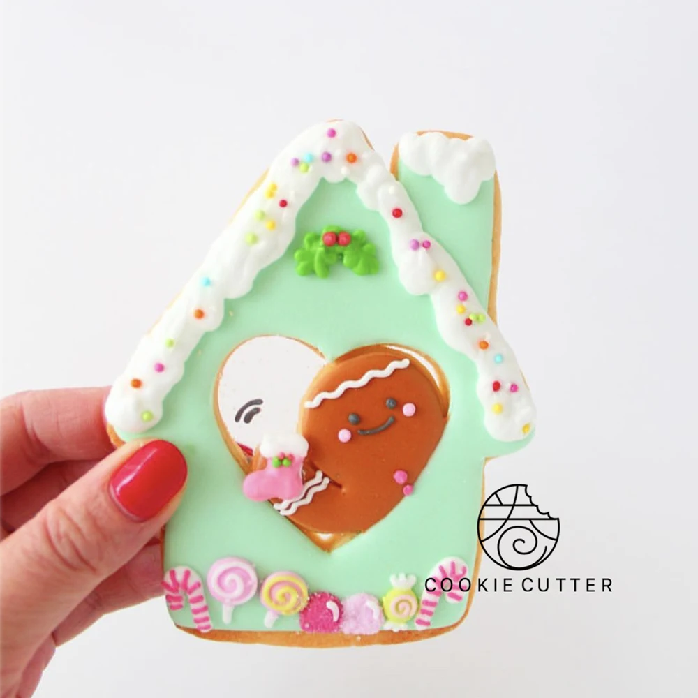 Shaking Cookie Mold Christmas Cookie Cutter Gingerbread House Christmas Stocking Snowman Crystal Ball Shape Mold Cake Decoration