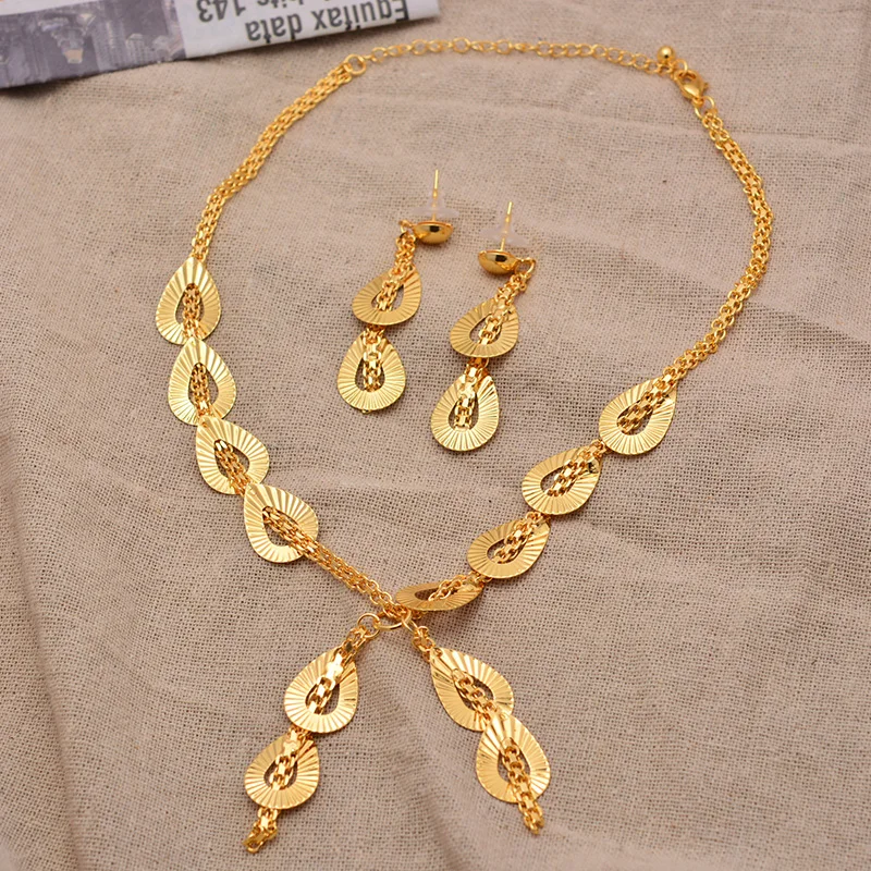 

Ethiopian Dubai Fashion African Dubai Gold Color Jewelry Women African Set Nigerian Bridal Jewelry Sets