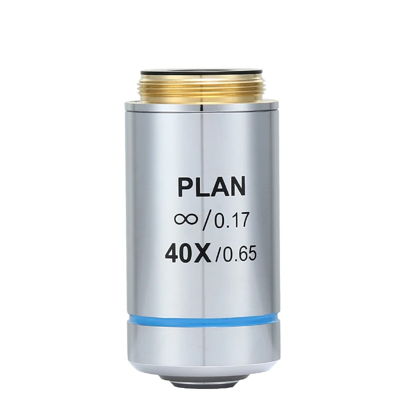 Silver Biological Microscope 4X 10X 20X 40X 100X Infinity Plan Objective Lens RMS Thread for Olympus Microscope