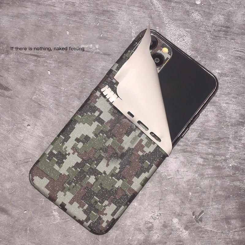 3D Army Green Matte Camouflage Skin Wrap Phone Back Paste Sticker For iPhone 13 12 Mini SE 2020 11 Pro XS MAX XR 8 7 6 6S Plus