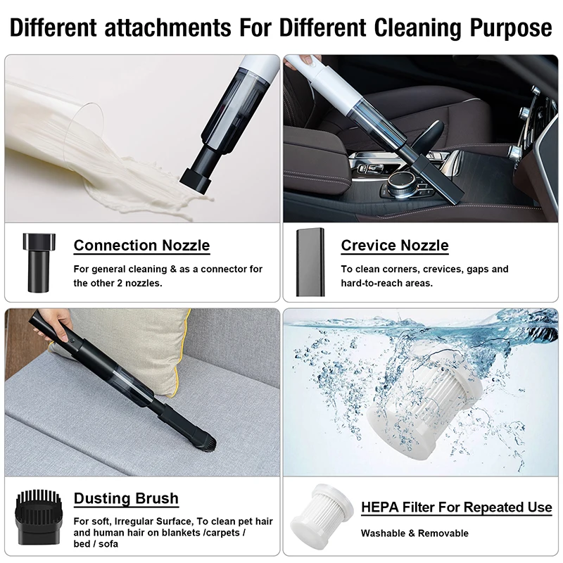 Cordless Car Vacuum Cleaner Cyclone Auto Handheld Vacuum Cleaner For Car Home Powerful Mini Vacuum Cleaner Wireless Rechargeable