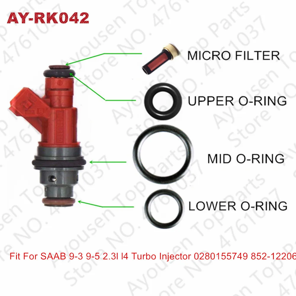 10sets Fuel Injector Repair Sevince Kits For 0280155749 852-12206 For SAAB 9-3 9-5 2.3L  turbo Car