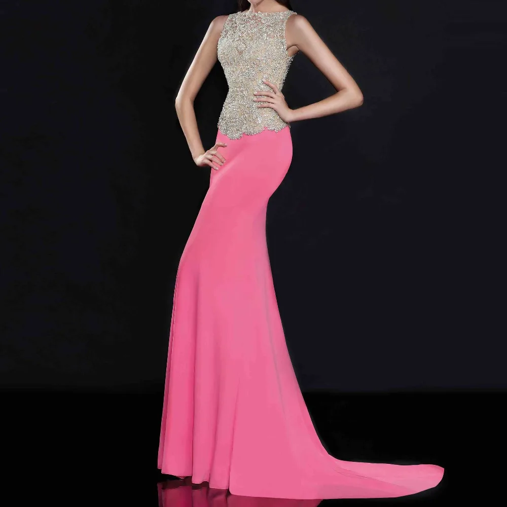 

Real Photos Pink Color Beading Handwork Formal Evening vestido de festa robe de soiree longue Mother of the Bride Dresses