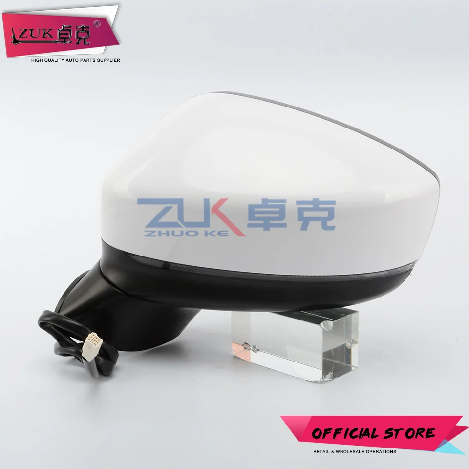 ZUK Exterior Side Back Up Wing Mirror 8Pins Heating Electronic Folding Signal LED Base Colro For MAZDA CX5 CX8 2017-2020