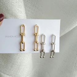 ORZTOON Link Gold Drop Earrings Multi Chain Thin Geometric Exaggerated Metal Earrings For Women Earrings Minimalist Jewelry New