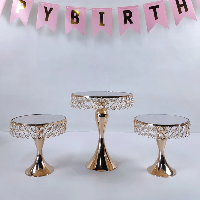 3Pcs Gold Silver Metal Cake Stand Set Display Wedding Birthday Party Dessert Electroplate Cupcake Plate Rack