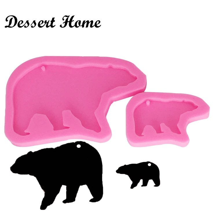 DY0049 DIY epoxy resin molds 7.3cm/3.7cm bear shape mold for keychains jewelry