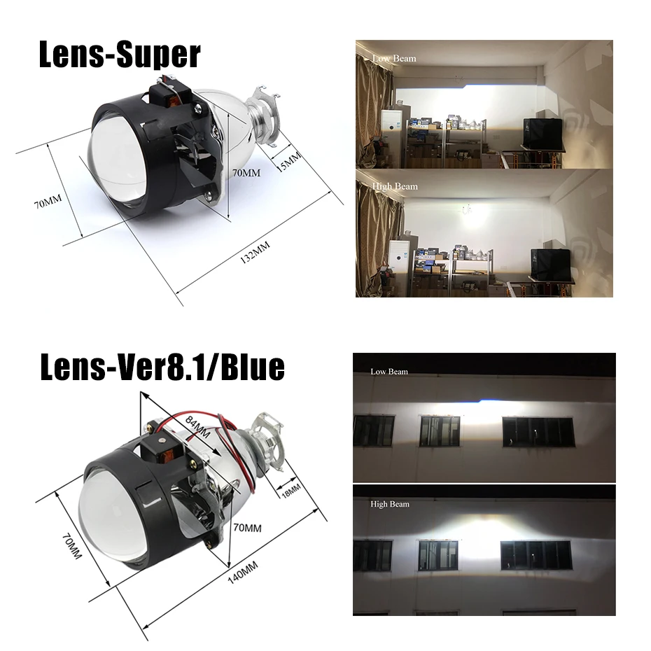 RONAN 2.5inch Bi-Xenon HID Projector Ver8.1 Lenses Headlight Iris Smax GTI Shrouds Retrofit H1 H4 H7 Headlamp Car Styling