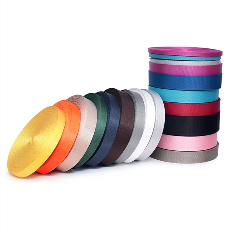 15mm Wide 50 Yards/Roll Nylon Webbing Polyester Bag Belt 0.7mm Thickness DIY Materials Accessories Supply