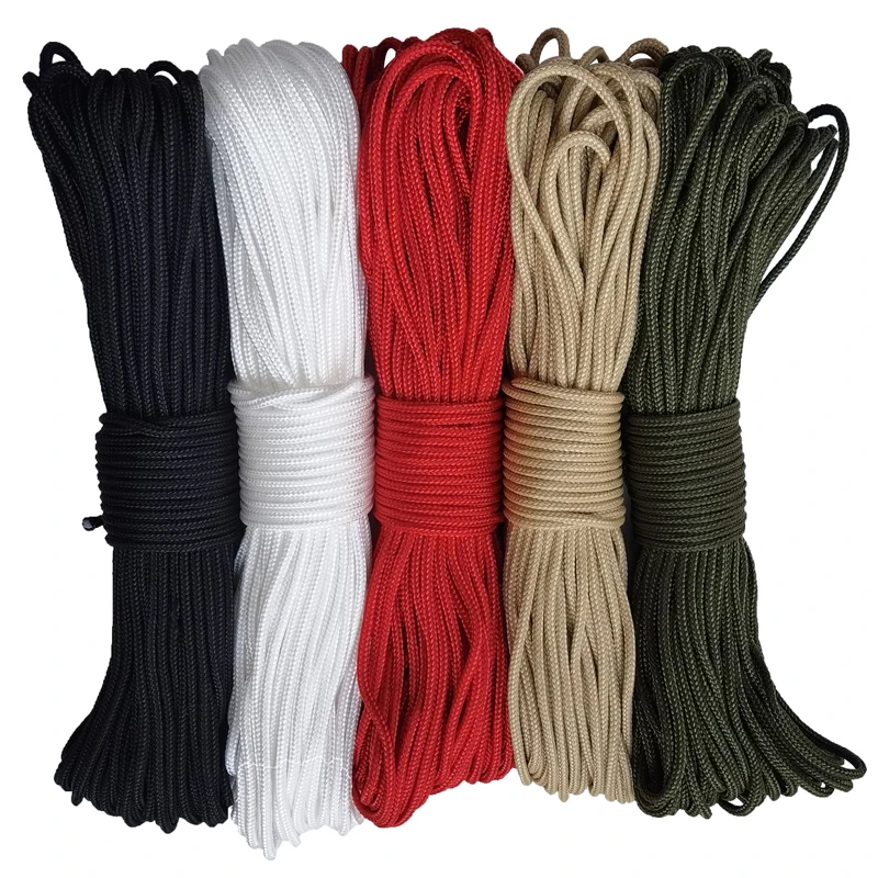 Core-Spun Parachute Cord, Lanyard Tent Rope, Hiking, Camping, Clothesline, DIY Bracelet, Dia 3mm, 5mm, 10 m, 20 m, 30 m