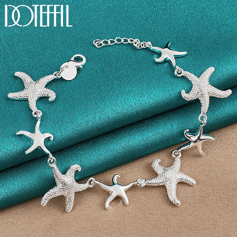 DOTEFFIL 925 Sterling Silver Charm Starfish Bracelet Chain For Women Wedding Engagement Party Fashion Jewelry