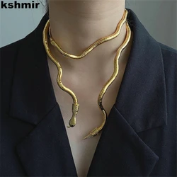 kshmir New Metal Punk Curved Necklace Metal accessories  and black snake necklace and man bracelet birthday party