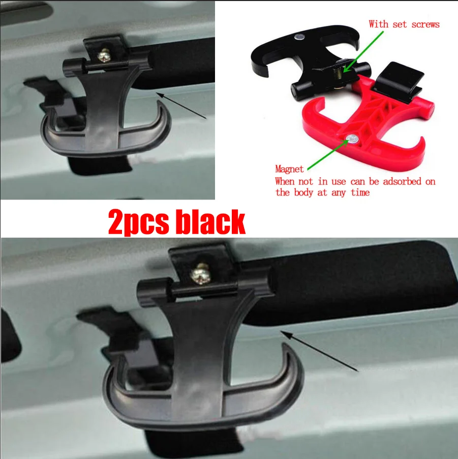 2 X Black Universal Car Trunk Cargo Hanger Holder Horns Bag Hook For VW Audi BMW