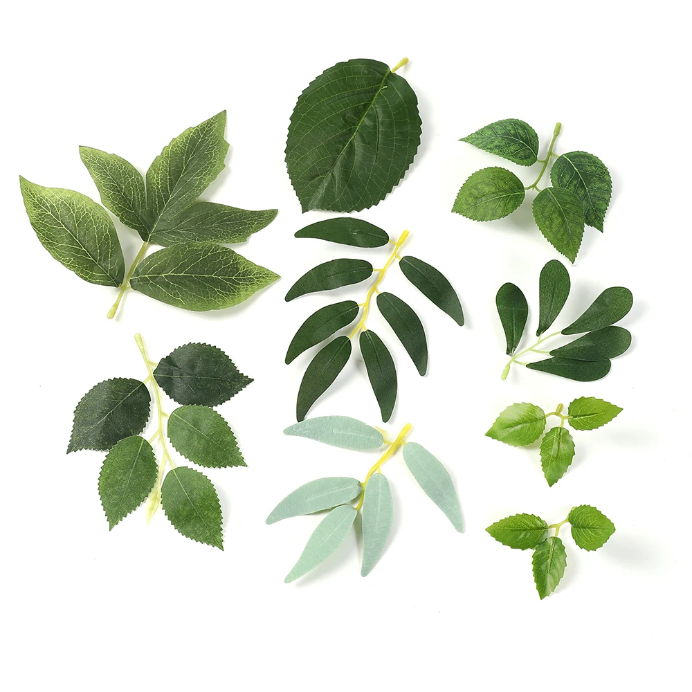 10 adet toplu yapay yapraklar yeşillik bitki sahte gül çiçek yaprakları DIY düğün yaka çiceği korsaj Centerpieces parti dekor