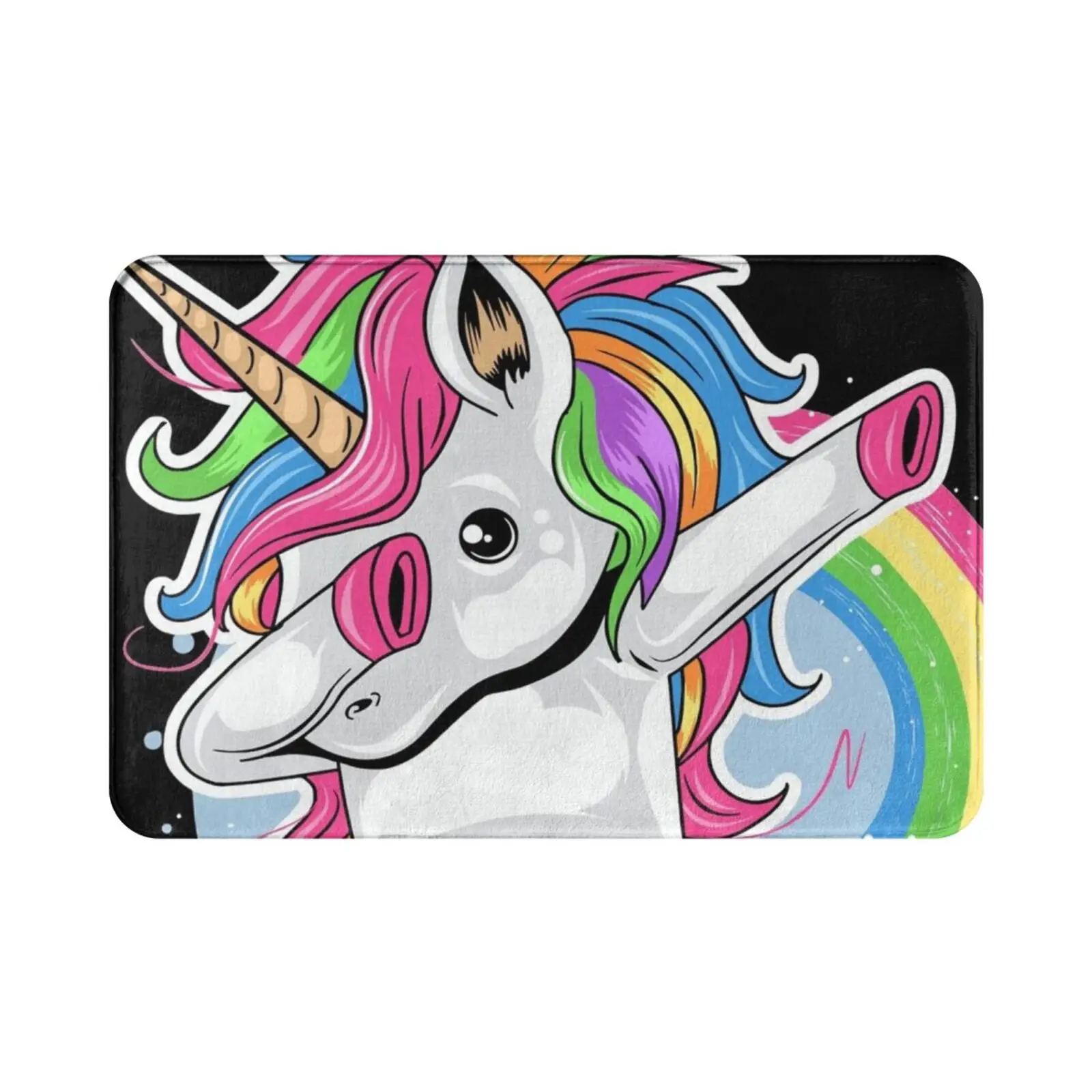 Dabbing Unicorn Rainbow Design Carpet Mat Rug Cushion Soft Cute Funny Dabbing Unicorn Rainbow Dance Colorful