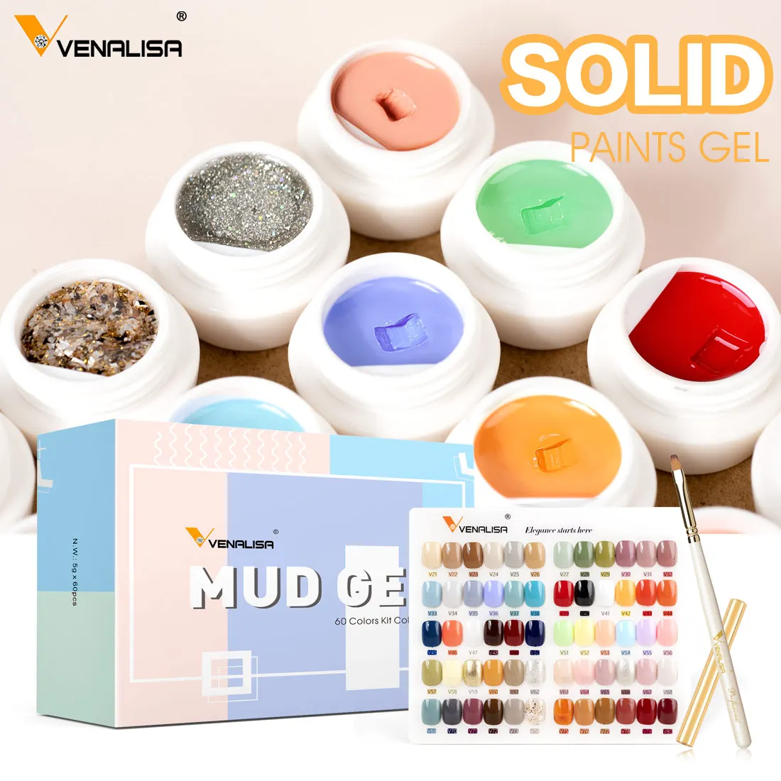 30 Color Venalisa Mud Painting Gel Set Full Coverage Creamy Color For Nail Art Design 5ml Soak Off UV LED Nail Polish Varnish