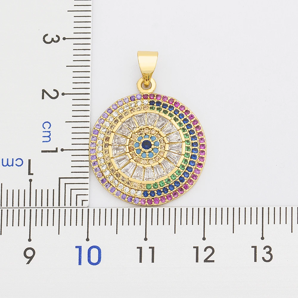 New Design Turkish Evil Eye Round Pendant Trendy Girs Micro Pave CZ Lucky Jewelry Colorful Necklace Best Birthday Party Gifts