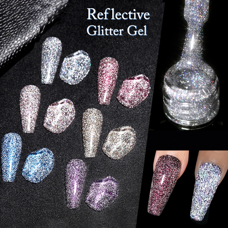 UR SUIKER 7.5ml Paars Champagne Reflecterende Glitter Gel Nagellak Laser Sprankelende Hybird Losweken Nail Art UV LED Vernissen